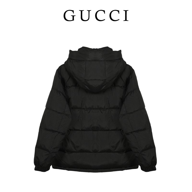 Gucci Black Down Jacket with Web Stripe view