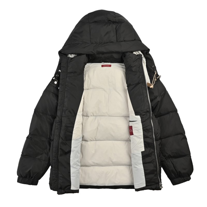 Gucci Black Down Jacket with Web Stripe view