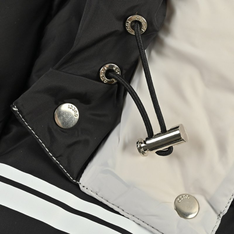 Gucci Black Down Jacket with Web Stripe view
