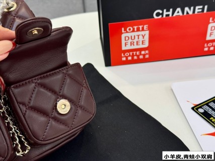 Chanel Duma Quilted Backpack in Burgundy with Dual Pocket Design view 3