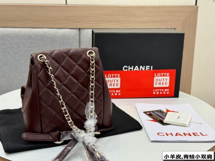 Chanel Duma Quilted Backpack in Burgundy with Dual Pocket Design view 6