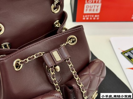 Chanel Duma Quilted Backpack in Burgundy with Dual Pocket Design view 7