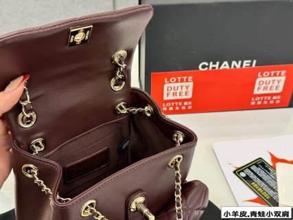 Chanel Duma Quilted Backpack in Burgundy with Dual Pocket Design view 9