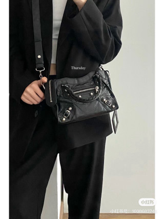 Balenciaga Black Crinkled Leather City Bag view 6