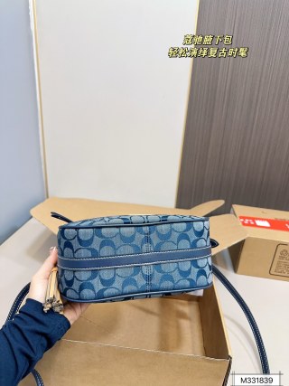 Coach Kleo Denim Signature Underarm Bag Blue view 3