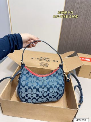 Coach Kleo Denim Signature Underarm Bag Blue view 4