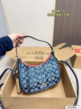 Coach Kleo Denim Signature Underarm Bag Blue view 5