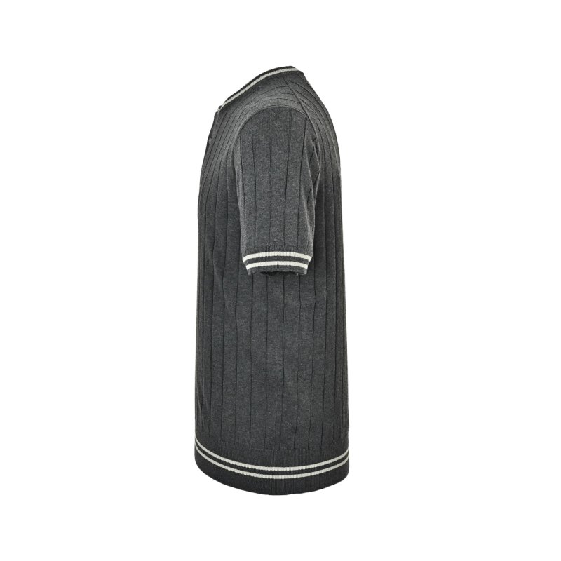 Charcoal Pinstripe Short Sleeve Henley T-Shirt view