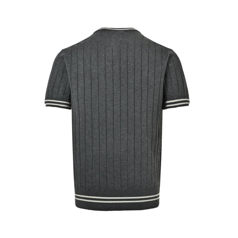 Charcoal Pinstripe Short Sleeve Henley T-Shirt view