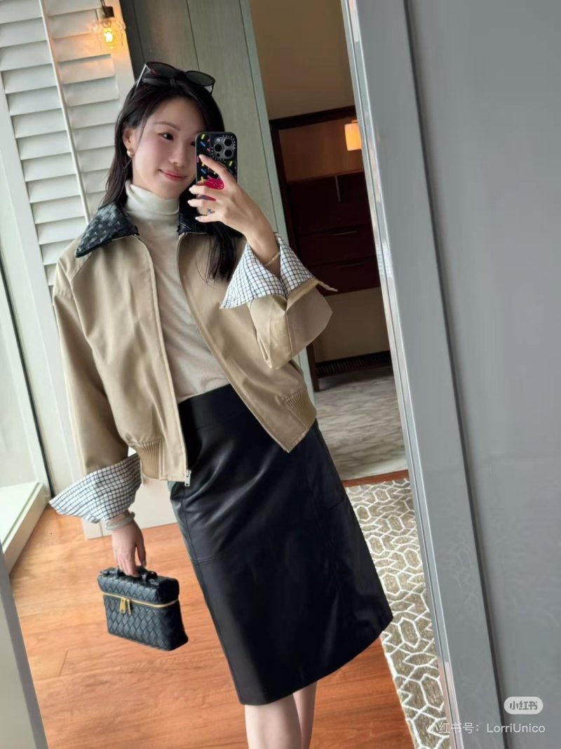 Beige Oversized Bomber Jacket with Contrast Collar view
