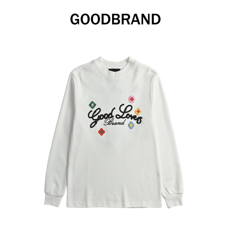 Good Loves Brand White Long Sleeve T-Shirt with Colorful Embroidery view