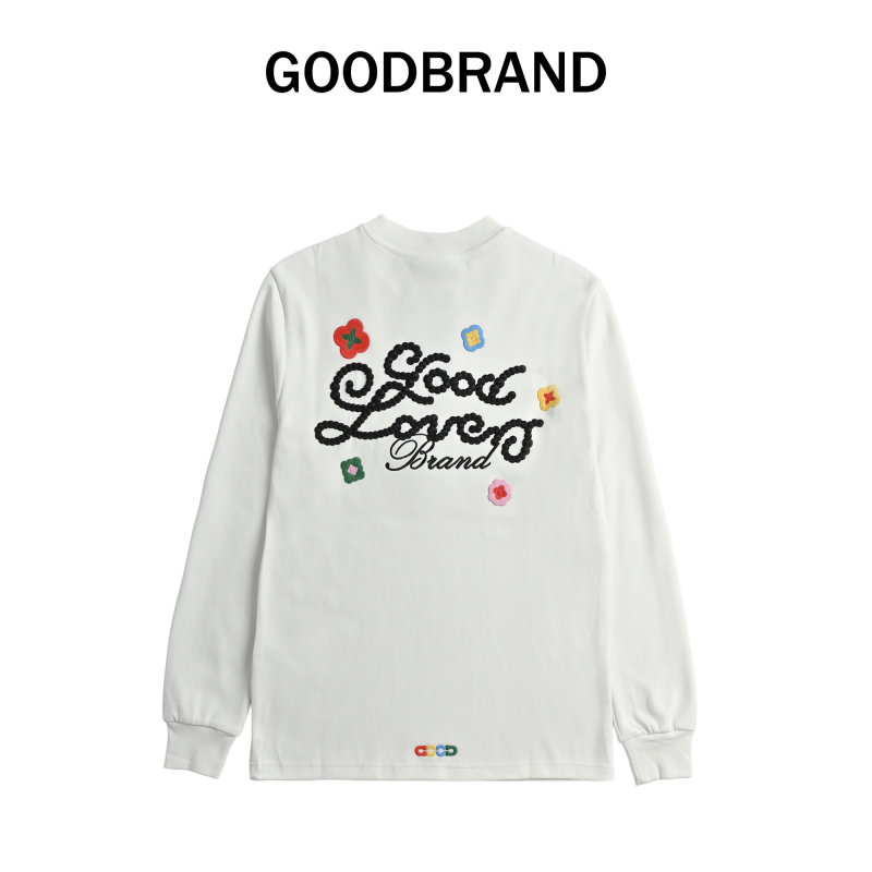 Good Loves Brand White Long Sleeve T-Shirt with Colorful Embroidery view