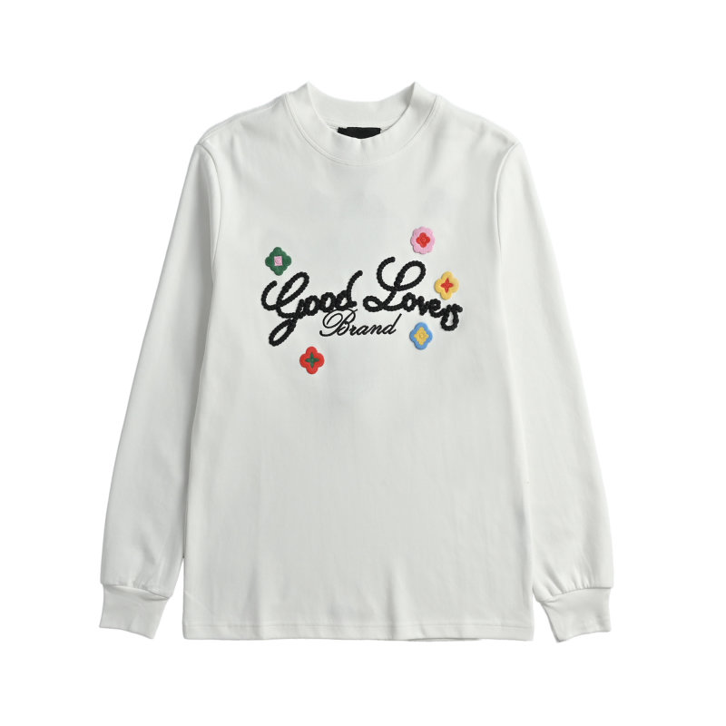 Good Loves Brand White Long Sleeve T-Shirt with Colorful Embroidery view