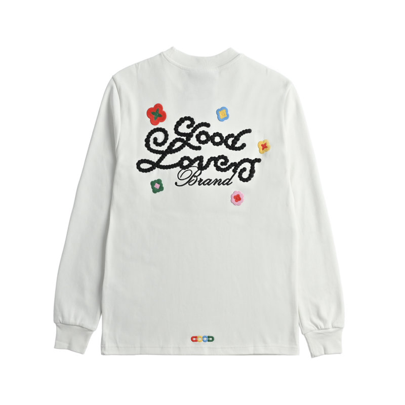 Good Loves Brand White Long Sleeve T-Shirt with Colorful Embroidery view