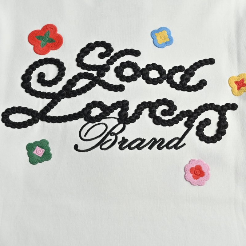 Good Loves Brand White Long Sleeve T-Shirt with Colorful Embroidery view