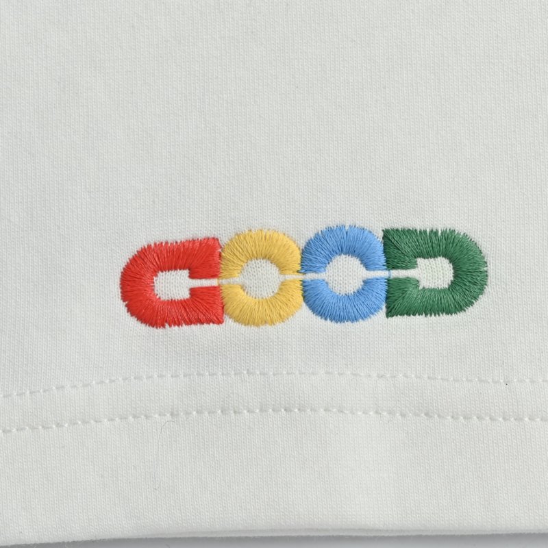 Good Loves Brand White Long Sleeve T-Shirt with Colorful Embroidery view