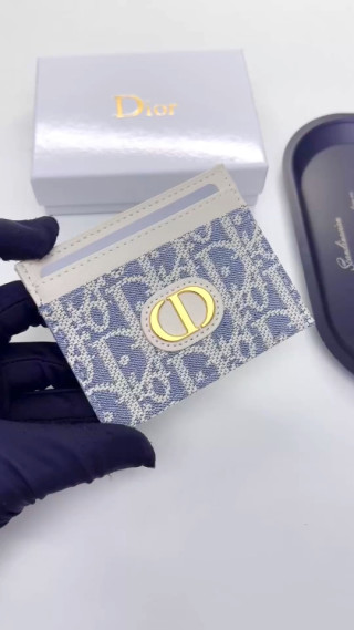Dior CD Monogram Canvas Card Wallet Blue