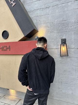 Black Denim Zip Hoodie Jacket view 2