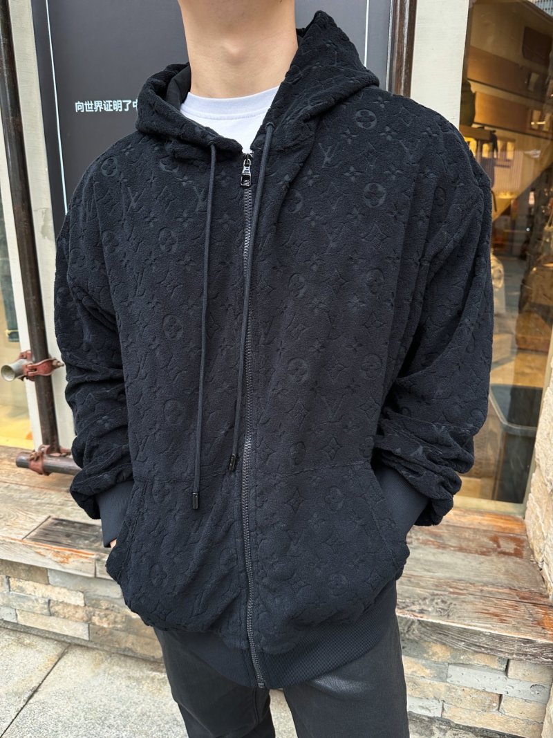 Black Denim Zip Hoodie Jacket view
