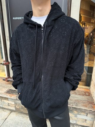 Black Denim Zip Hoodie Jacket view 6
