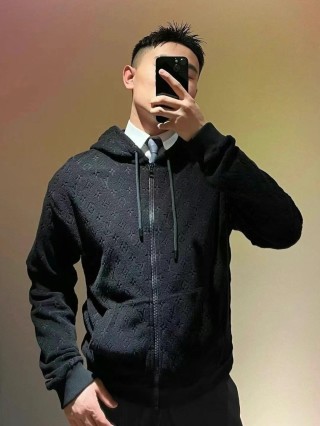Black Denim Zip Hoodie Jacket view 8