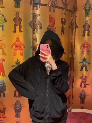 Black Denim Zip Hoodie Jacket view 9