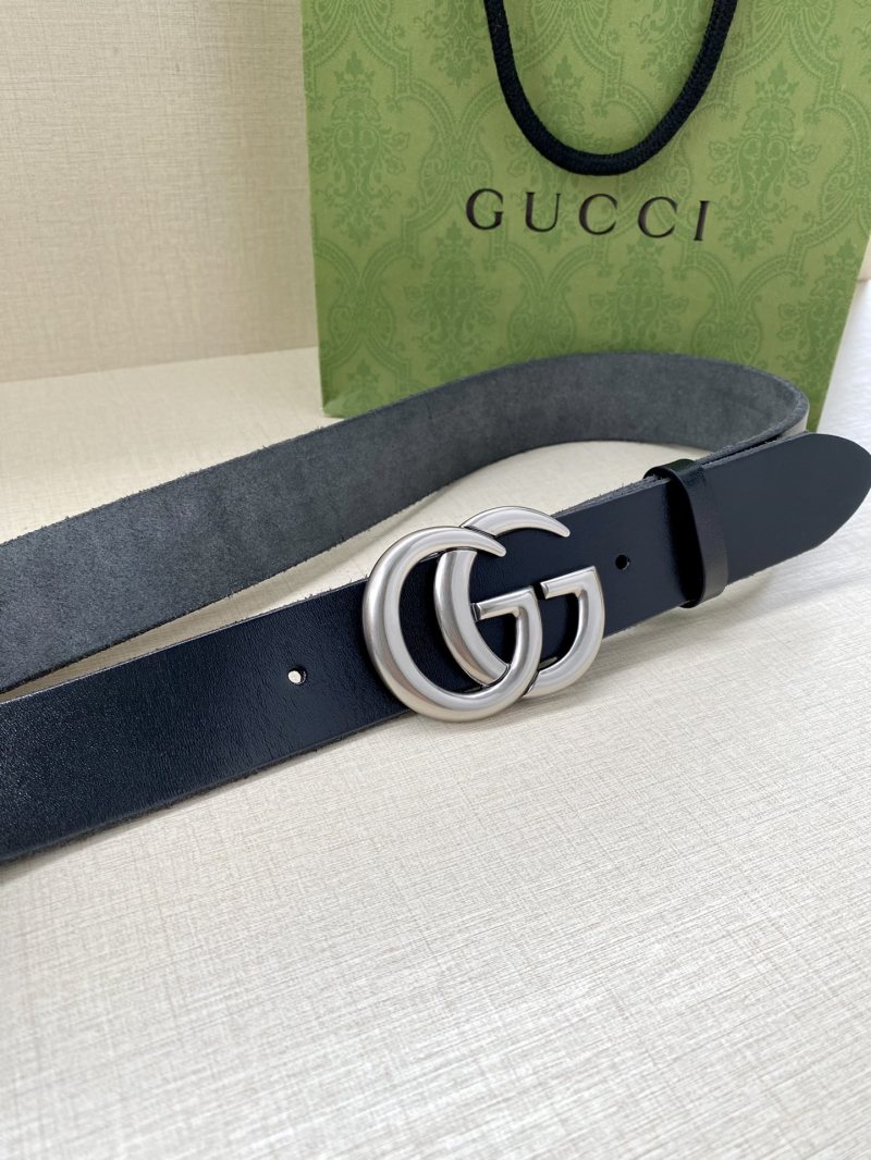 Gucci Double G Black Leather Belt 3.8cm view