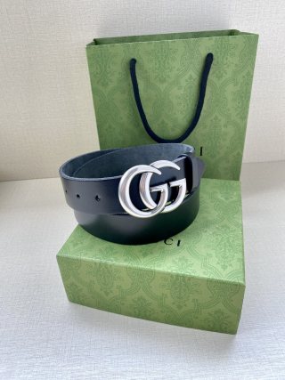 Gucci Double G Black Leather Belt 3.8cm view 5