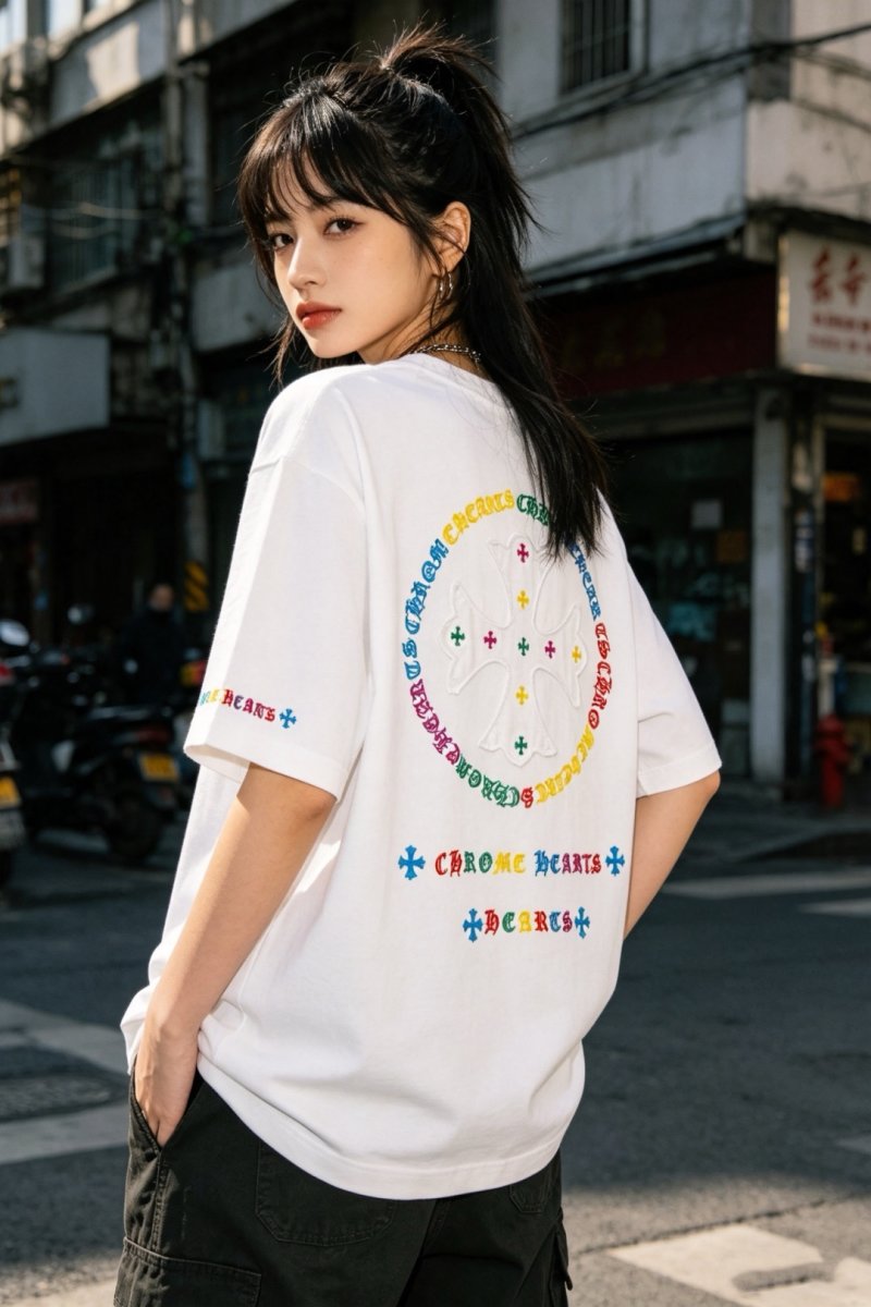 Chrome Hearts Colorful Logo White T-Shirt view