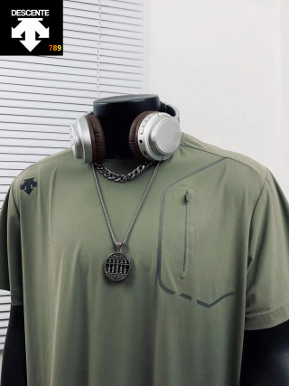 Descente 3D Embroidered Ice Silk Casual T-Shirt Sage Green view 2
