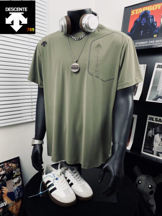 Descente 3D Embroidered Ice Silk Casual T-Shirt Sage Green view 4