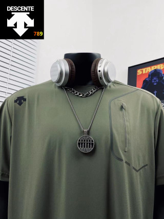 Descente 3D Embroidered Ice Silk Casual T-Shirt Sage Green view 5