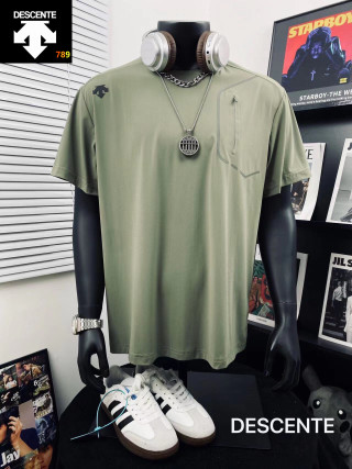 Descente 3D Embroidered Ice Silk Casual T-Shirt Sage Green view 7