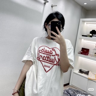 Essentials White Heart Logo T-Shirt Red Print