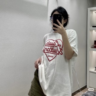 Essentials White Heart Logo T-Shirt Red Print view 2