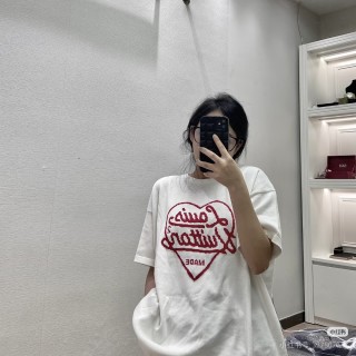 Essentials White Heart Logo T-Shirt Red Print view 3