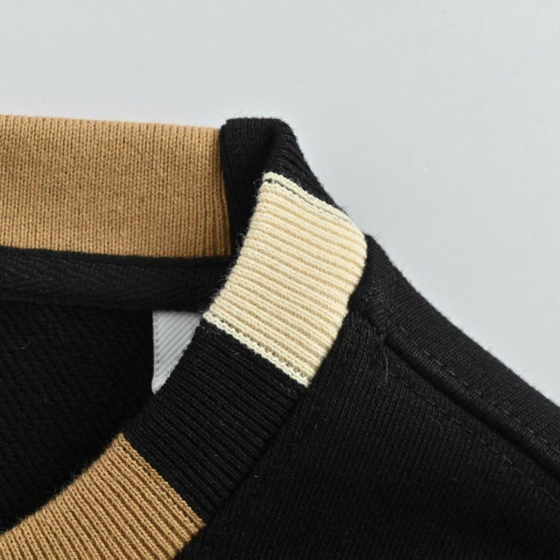 Burberry Black Crew Neck Sweatshirt with Striped Collar view