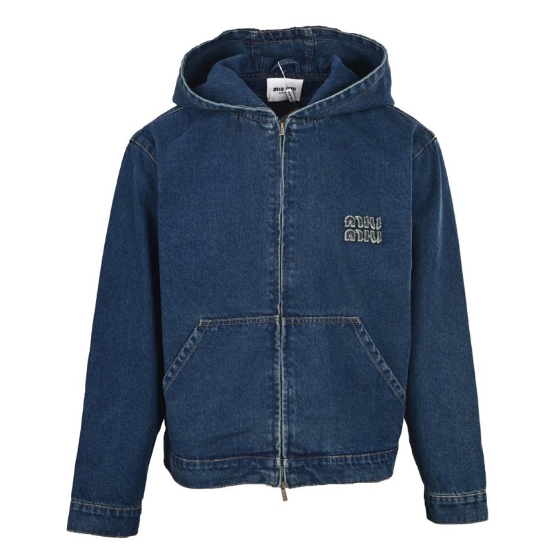 Vintage Wash Denim Zip Jacket Navy Blue view