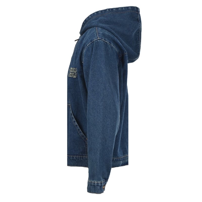 Vintage Wash Denim Zip Jacket Navy Blue view