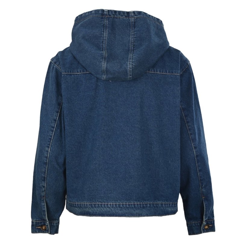 Vintage Wash Denim Zip Jacket Navy Blue view