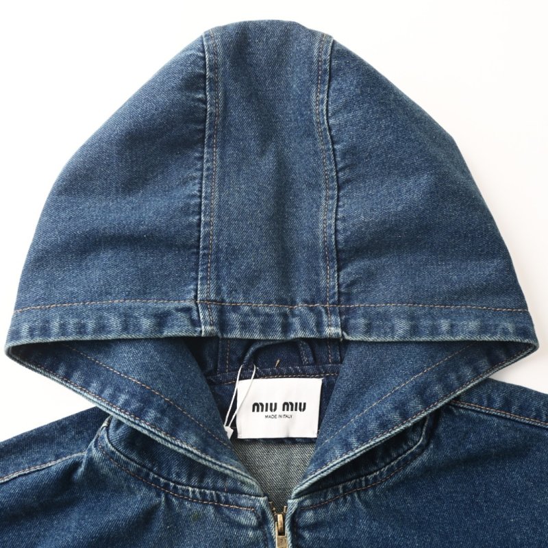 Vintage Wash Denim Zip Jacket Navy Blue view