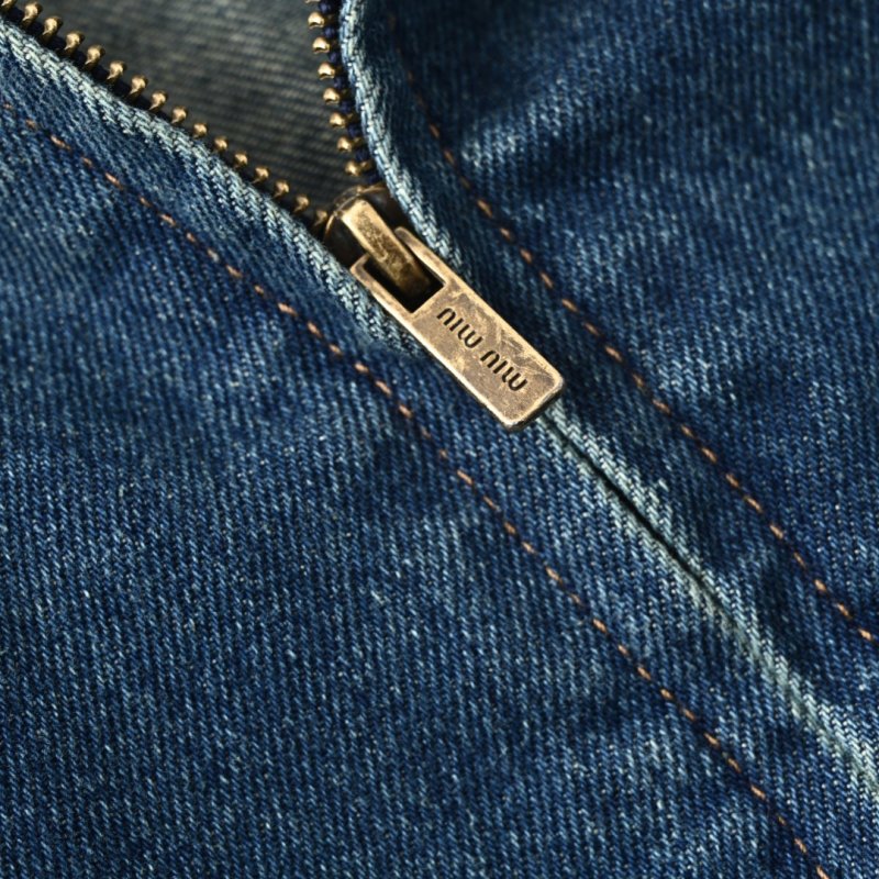 Vintage Wash Denim Zip Jacket Navy Blue view