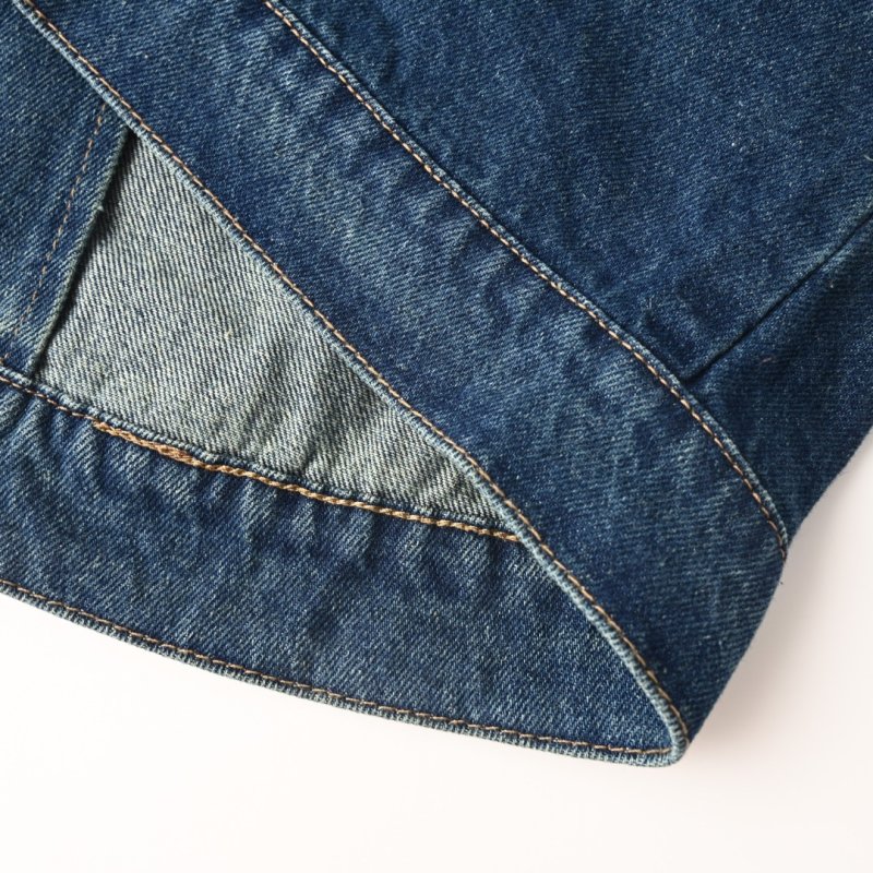 Vintage Wash Denim Zip Jacket Navy Blue view