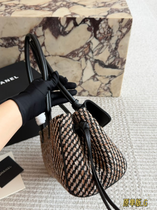 Chanel Baguette Bag Black Leather Tweed 30cm view 3