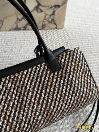 Chanel Baguette Bag Black Leather Tweed 30cm view 5
