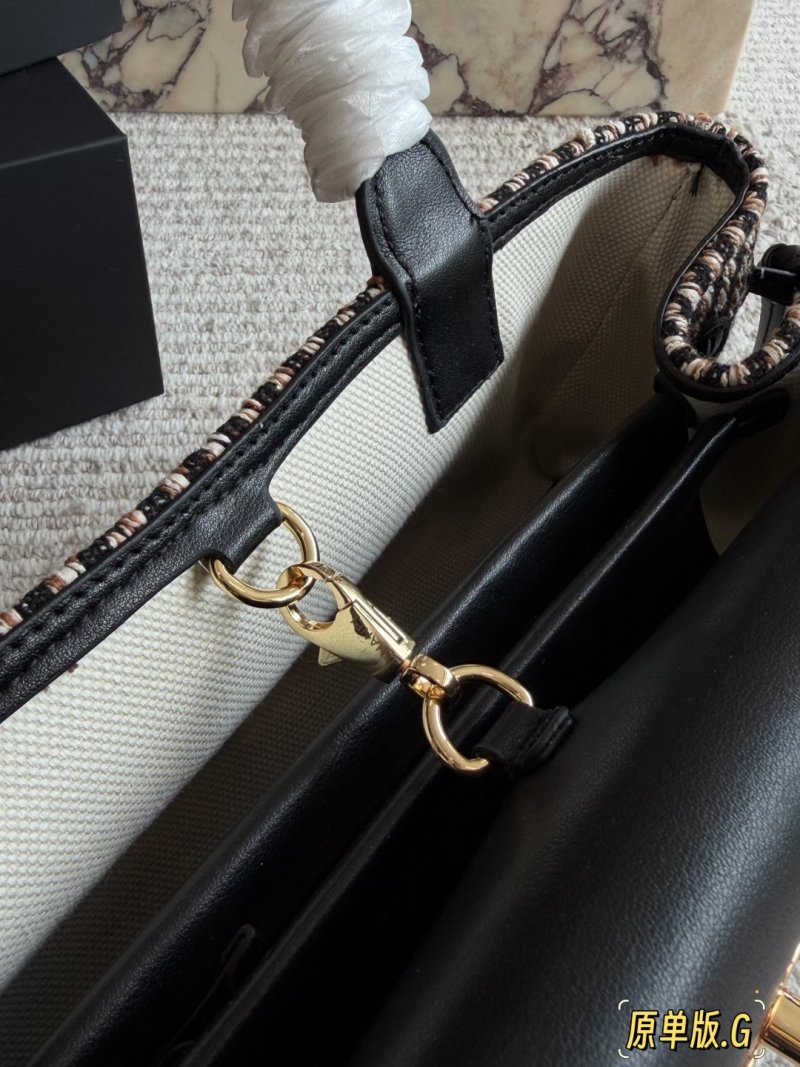 Chanel Baguette Bag Black Leather Tweed 30cm view