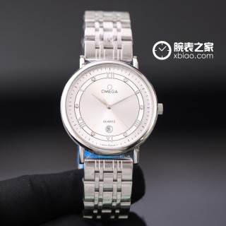 Omega Quartz Date Window Silver Dial Steel Watch
