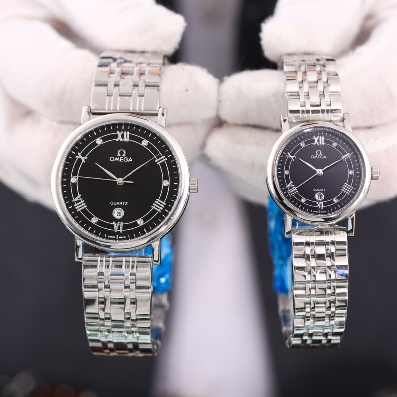 Omega Quartz Date Window Silver Dial Steel Watch view