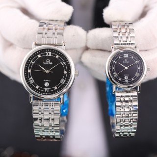 Omega Quartz Date Window Silver Dial Steel Watch view 2