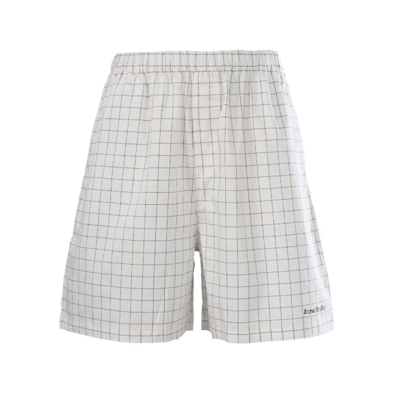 Acne Studios White Grid Check Shorts view